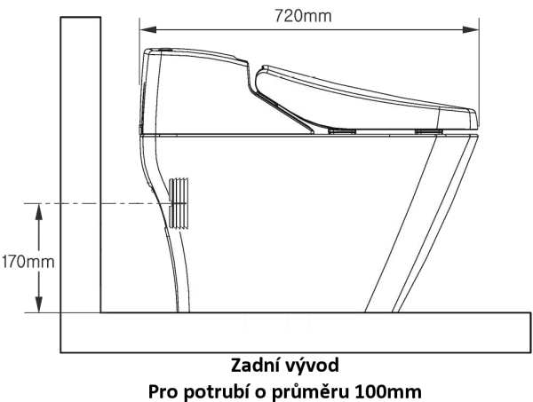 Rozměry mísy VOVO Princess se zadním odpadem